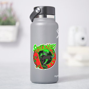 Skateboard Skeleton Red Green 4" Kiss Cut Vinyl
