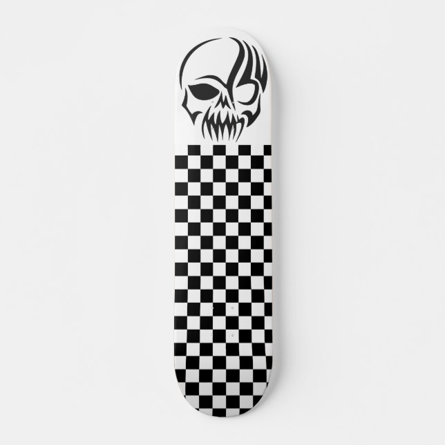 Skateboard Skeleton Tribal Tattoo & Checkers Skate (Devant)