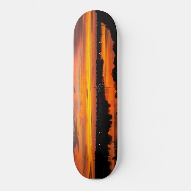Skateboard Ski avec coucher de soleil (Recto)