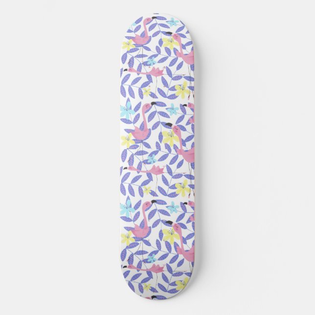 Skateboard Ski avec imprimé flamand rose et s tropicaux (Recto)