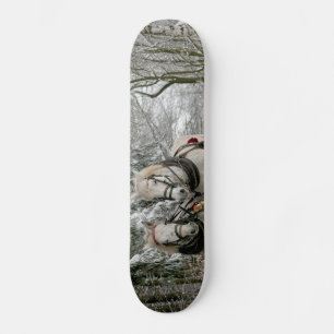 Skateboard Sleigh Ride in the Snowy Forest