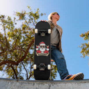 Skateboard Sleigher de Noël Père Noël Rock Rocker de Noël