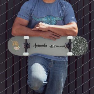 Skateboard Sliver parties scintillant licorne