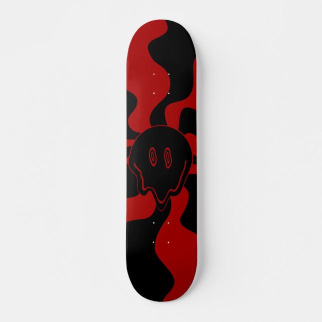 Skateboard Smile Melt Retro Rouge et Noir (Devant)