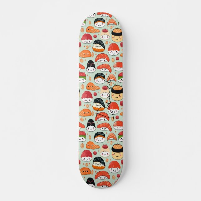 Skateboard Smile Nigiri Sushi Japon Motif alimentaire de dess (Devant)