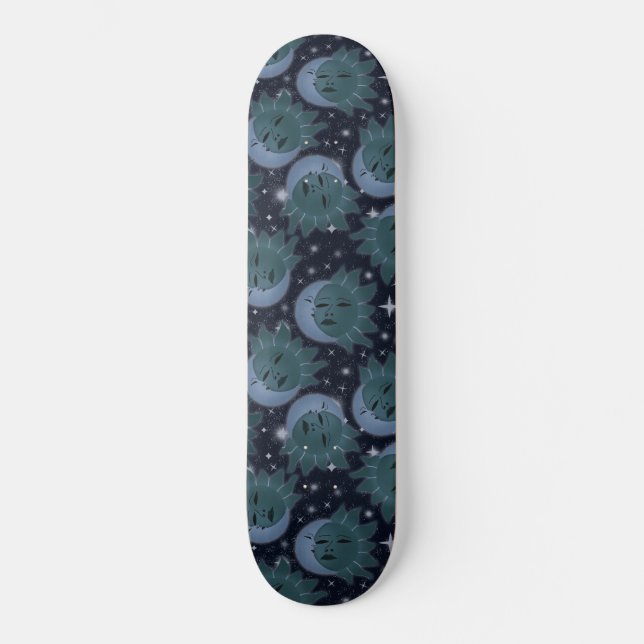 Skateboard Soleil et Lune blues de minuit (Recto)