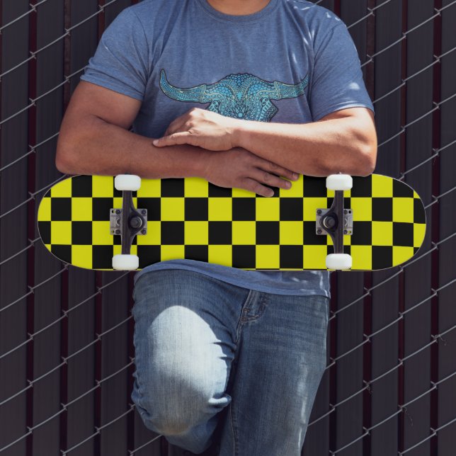 Skateboard Solid Yellow with Black Square Style (Extérieur 3)