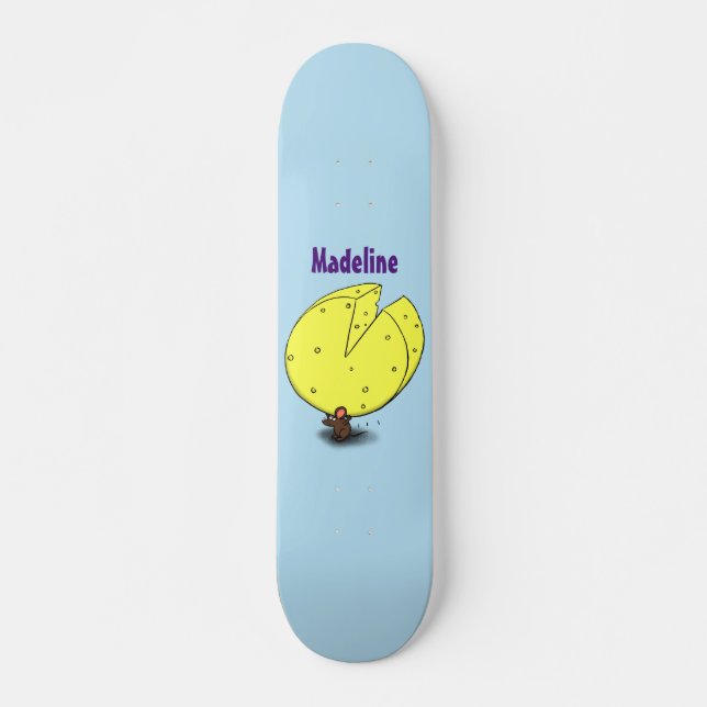 Skateboard Souris mignonne avec dessin animé au fromage (Devant)