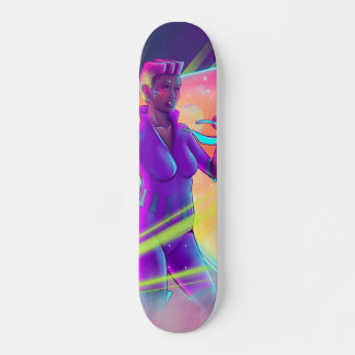 Skateboard Space Girl Synthwave Cyberpunk Futuristic Art