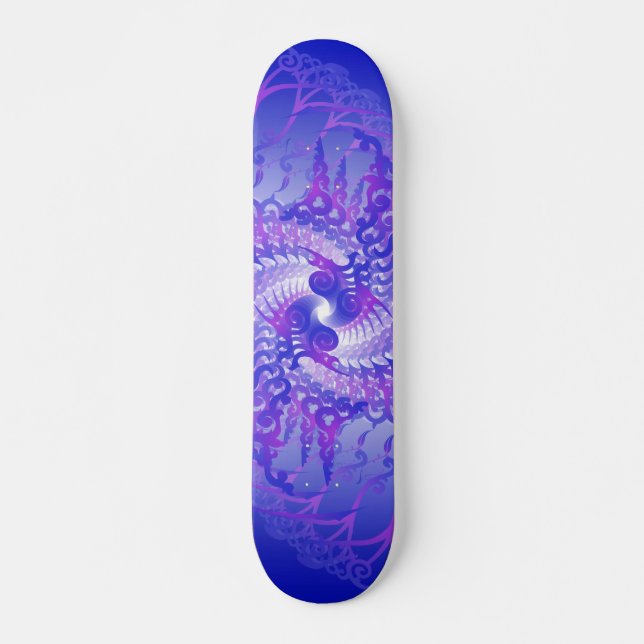 Skateboard Spirales violettes et bleues : Patinage (Devant)