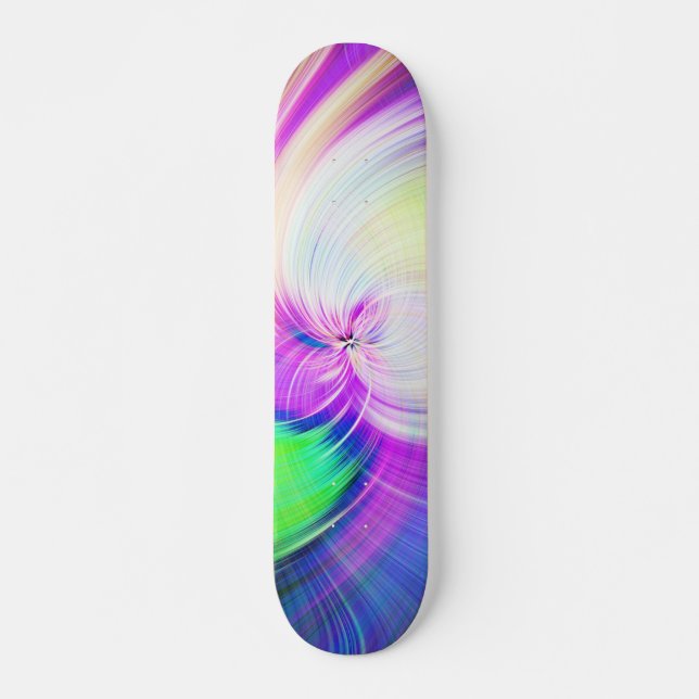 Skateboard SPIRALFLUO - Psychédélique colorée moderne fractal (Devant)
