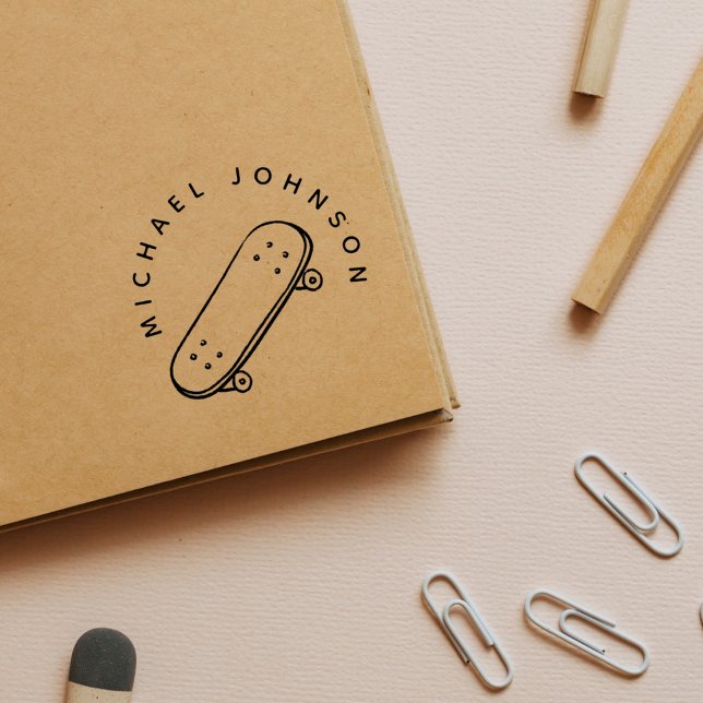 Skateboard Sport Custom Name Rubber Stamp (Creator Uploaded)