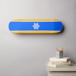 Skateboard Sportif bleu royal jaune orange rayures flocon de