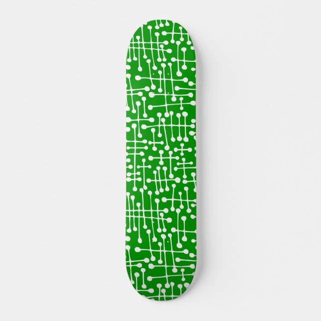 Skateboard Spots connectés - Blanc sur Dk Green (Devant)