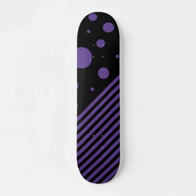 Skateboard Spots et rayures en violet et noir (Devant)
