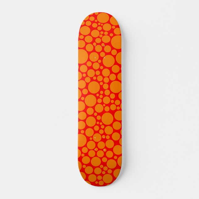 Skateboard Spotty - Orange sur rouge (Devant)