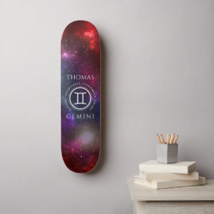 Skateboard Starfield Gemini Twins Western Zodiac