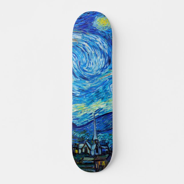 Skateboard Starry Nigh Van Gogh Peinture art dynamique (Devant)
