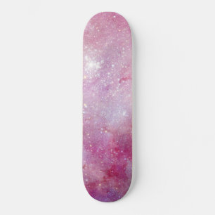 Skateboard Starry Space Light Aquarelle rose Stars Galaxy