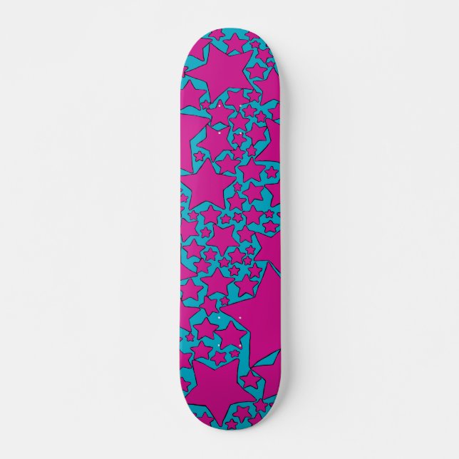 Skateboard Stars, Stars, Stars in Turquoise and Hot Pink (Devant)