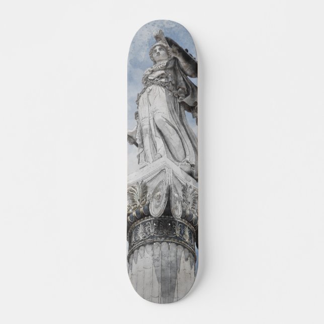 Skateboard Statue grecque classique Athena Carte postale (Devant)