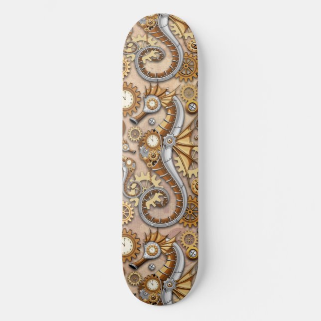Skateboard Steampunk Seahorse Vintage Surreal Art (Recto)