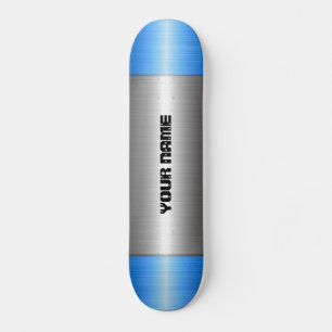 Skateboard Steel metal bleu et silver stainless