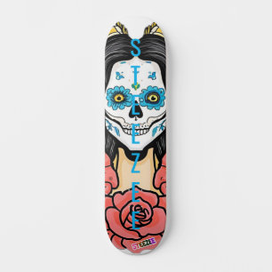 Skateboard Steeze Custom Sugar Skull Paint Visage