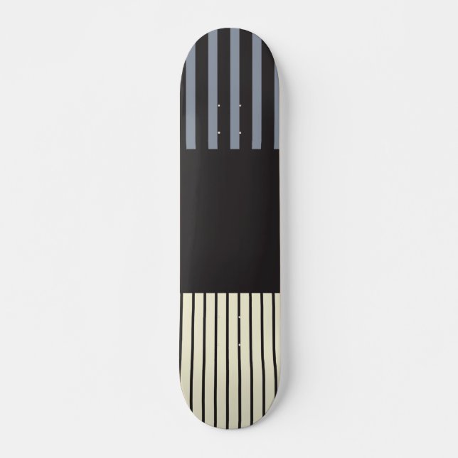 Skateboard Stripes couleur - Noir, Gris et Crème (Devant)