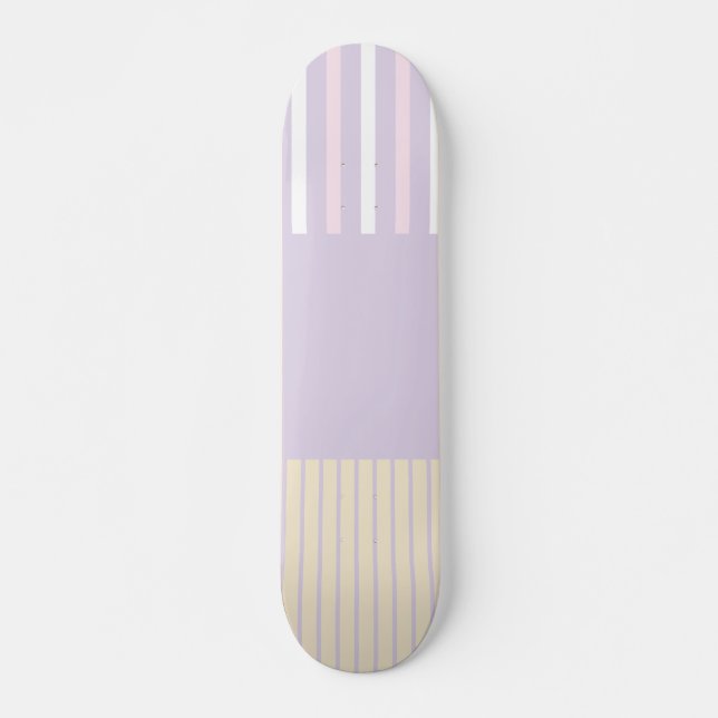 Skateboard Stripes Pop Couleur - Rose Pastel, Jaune & Violet (Devant)