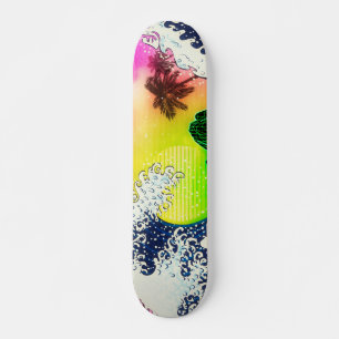 Skateboard Style années 80 La grande vague et les palmiers