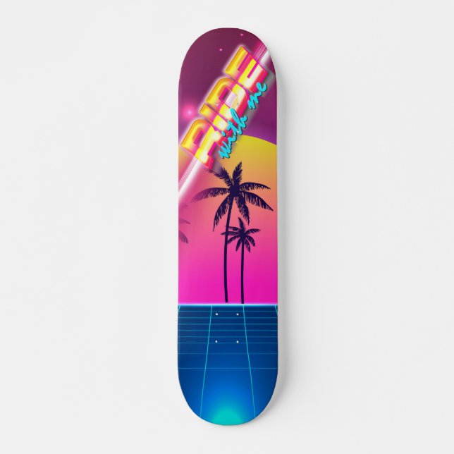 skateboard style années 80, paysage futuriste rétr (Devant)