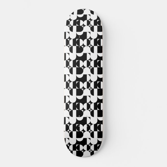 Skateboard Style Bauhaus Noir Et Blanc Géométrique Rétro  (Recto)