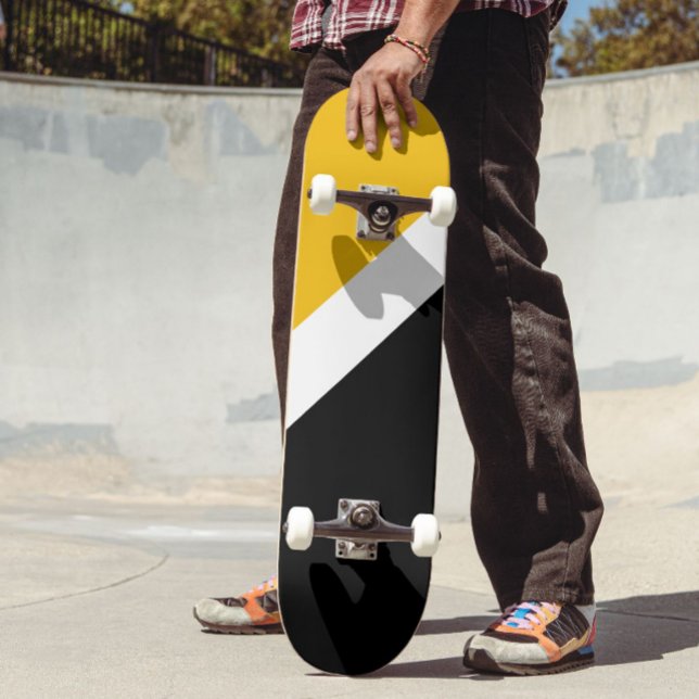 Skateboard Style de bloc de couleur noir blanc jaune (Créateur téléchargé)