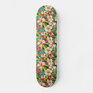 Skateboard Style de peinture à l'huile florale tropicale