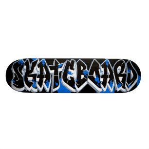 Skateboard style graffiti bleu et noir