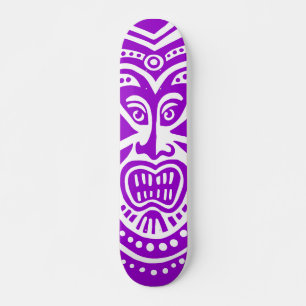 Skateboard Style Masque Tiki - Violet sur bois (Rétro)