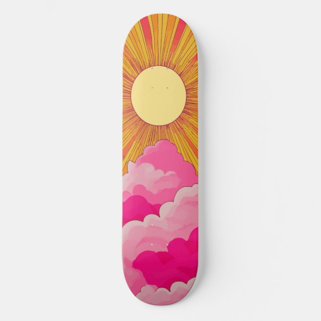 Skateboard Sunshine Sunrise Retro les années 70 Boho Yellow R (Recto)