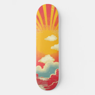 Skateboard Sunshine Sunrise Retro les années 70 Boho Yellow R