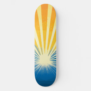 Skateboard Sunshine Sunset Retro les années 70 Boho bleu jaun