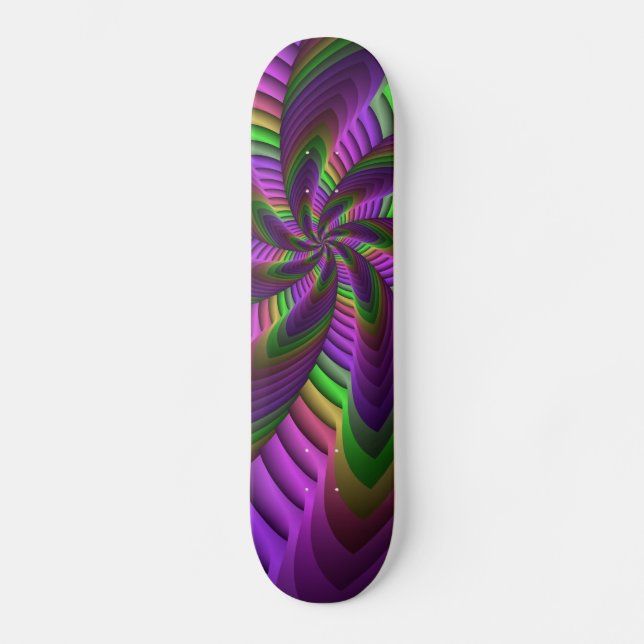 Skateboard Super Énergétique coloré Neon Motif fractal (Recto)