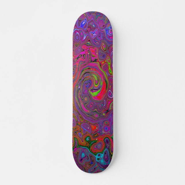 Skateboard Super psychédélique Magenta Retro Liquide Swirl (Devant)