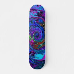 Skateboard Super Retro Blue et Purple Swirl Abstrait