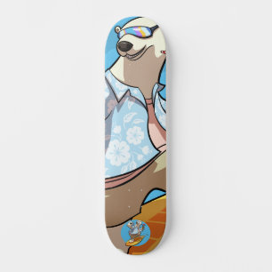 Skateboard Surf avec Cocktail Cool Caricature Ours polaire