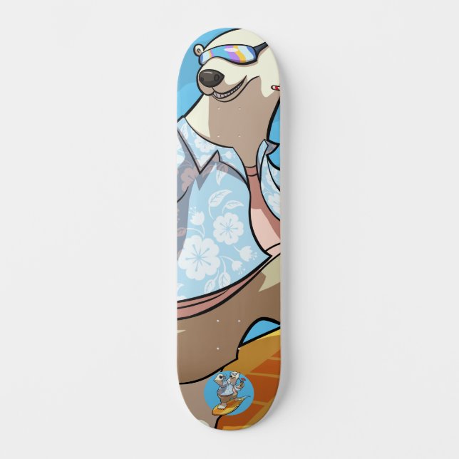 Skateboard Surf avec Cocktail Cool Caricature Ours polaire (Recto)
