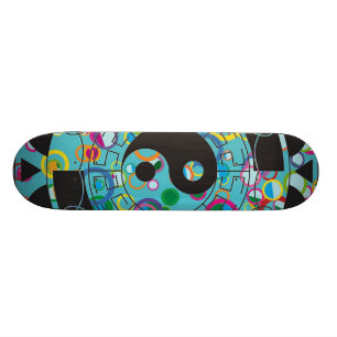 Skateboard Symbole bleu et noir de Yin Yang