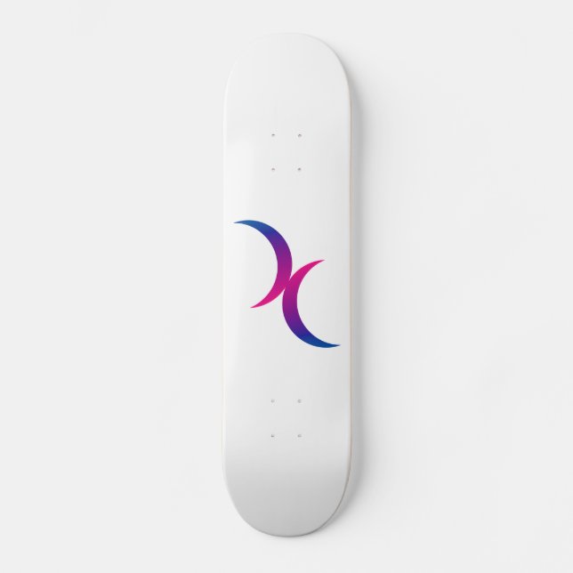 Skateboard Symbole de la fierté bisexuelle de la lune double  (Recto)
