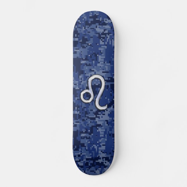 Skateboard Symbole de zodiaque de Lion sur le bleu marine (Recto)