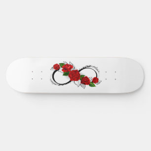 Skateboard Symbole d'infini avec les roses rouges