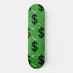 Skateboard SYMBOLE Dollar Noir Argent Entrepreneur Wall Stree